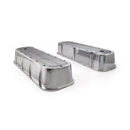 Speedmaster PCE314.1028.09 Fits Chevy BBC 454 Polished Ribbed Aluminum Valve Covers - Tall W/Hole