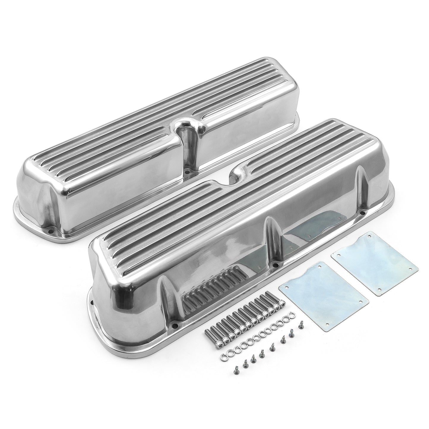 Speedmaster PCE314.1031.03 Fits Ford SB 289 302 351 Windsor Nostalgic Finned Aluminum Valve Covers Tall W/o Hole