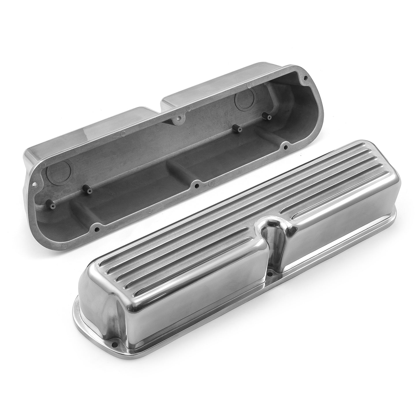 Speedmaster PCE314.1031.03 Fits Ford SB 289 302 351 Windsor Nostalgic Finned Aluminum Valve Covers Tall W/o Hole