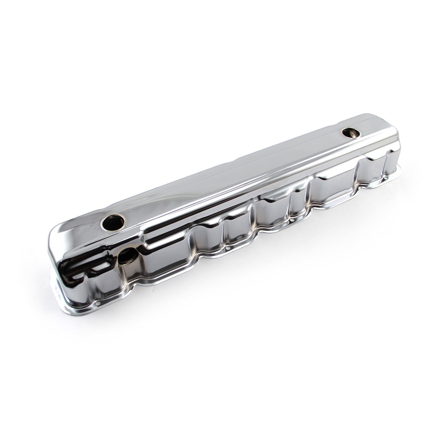 Speedmaster PCE314.1039 Fits Chevy 194 230 250 293 1962-74 Chrome Steel Valve Cover - Short W/ Baffled Hole