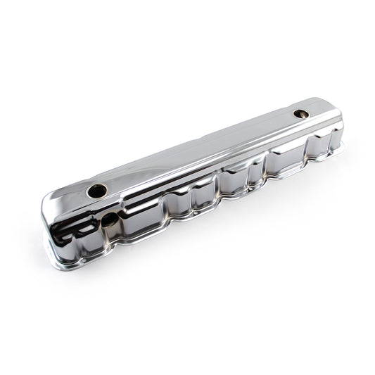 Speedmaster PCE314.1039 Fits Chevy 194 230 250 293 1962-74 Chrome Steel Valve Cover - Short W/ Baffled Hole