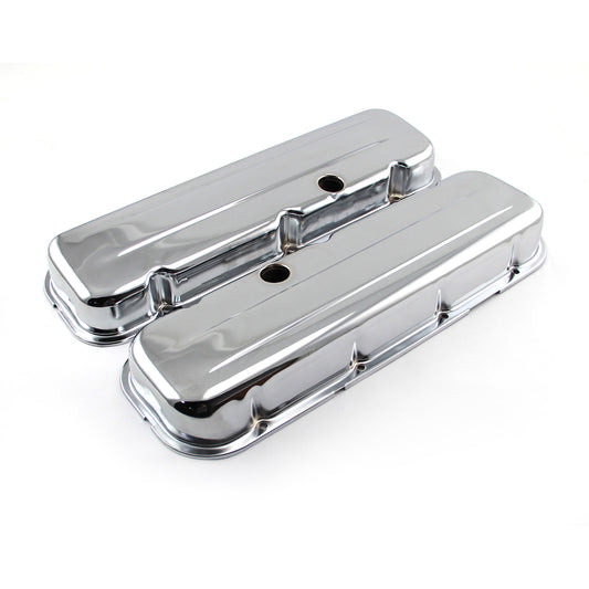 Speedmaster PCE314.1041.01 Fits Chevy BBC 454 Chrome Steel Valve Covers - Short W/ Baffled Hole