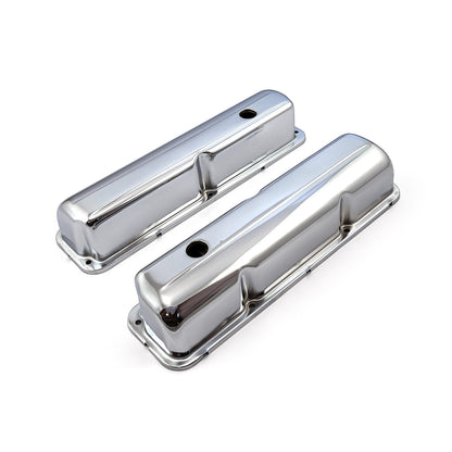 Speedmaster PCE314.1044 Fits Ford Fe 390 427 428 Chrome Steel Valve Covers - 3 7/8" Tall W/ Baffled Hole