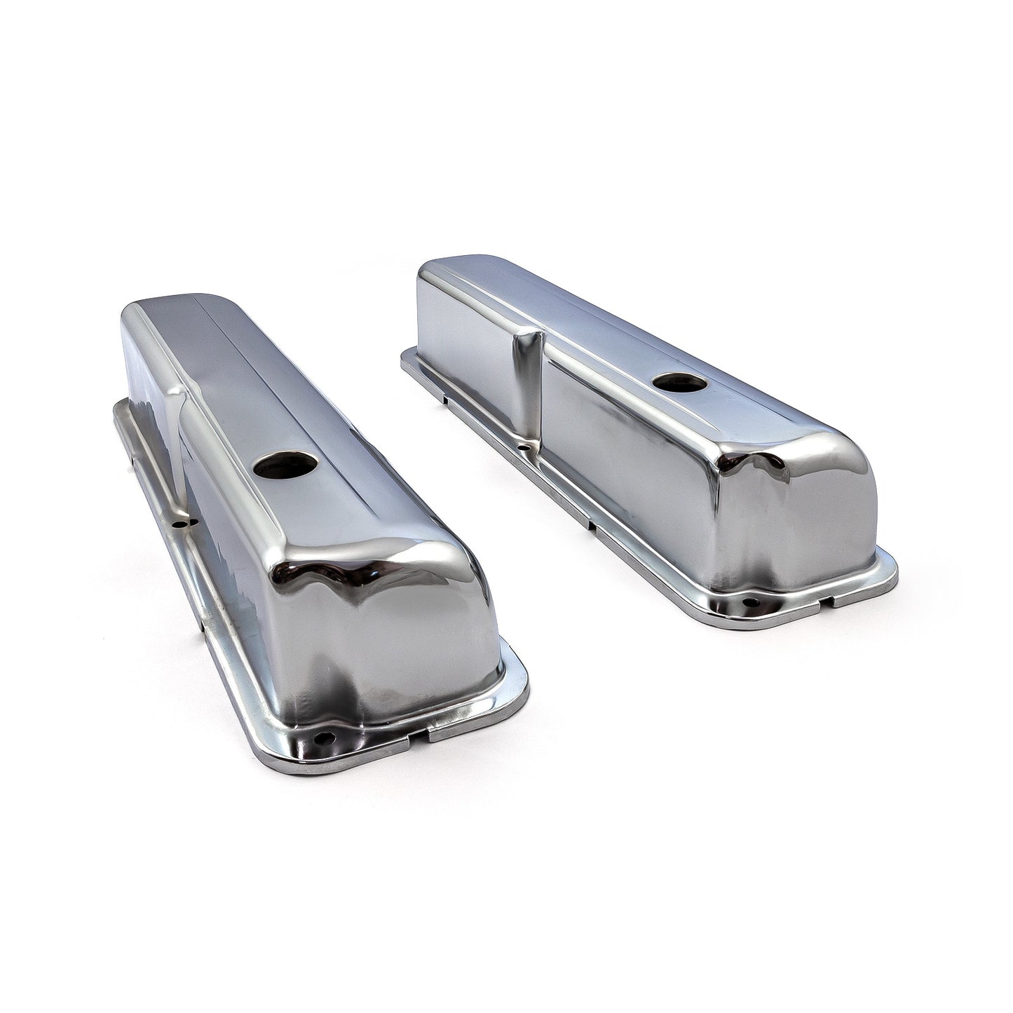 Speedmaster PCE314.1044 Fits Ford Fe 390 427 428 Chrome Steel Valve Covers - 3 7/8" Tall W/ Baffled Hole