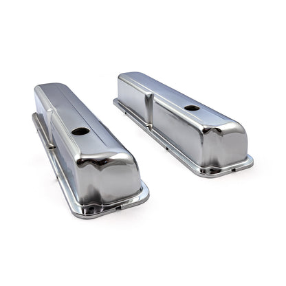 Speedmaster PCE314.1044 Fits Ford Fe 390 427 428 Chrome Steel Valve Covers - 3 7/8" Tall W/ Baffled Hole
