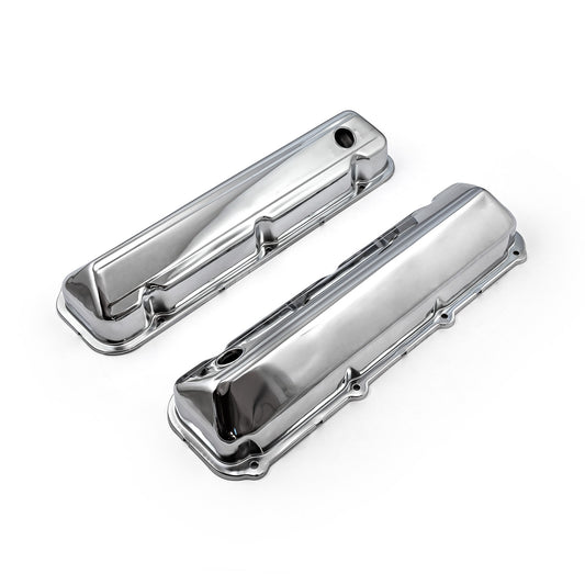 Speedmaster PCE314.1045 Fits Ford 429 460 Chrome Steel Valve Covers - 3 1/2" Tall W/ Baffled Hole