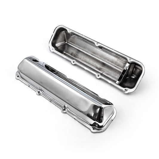 Speedmaster PCE314.1045 Fits Ford 429 460 Chrome Steel Valve Covers - 3 1/2" Tall W/ Baffled Hole