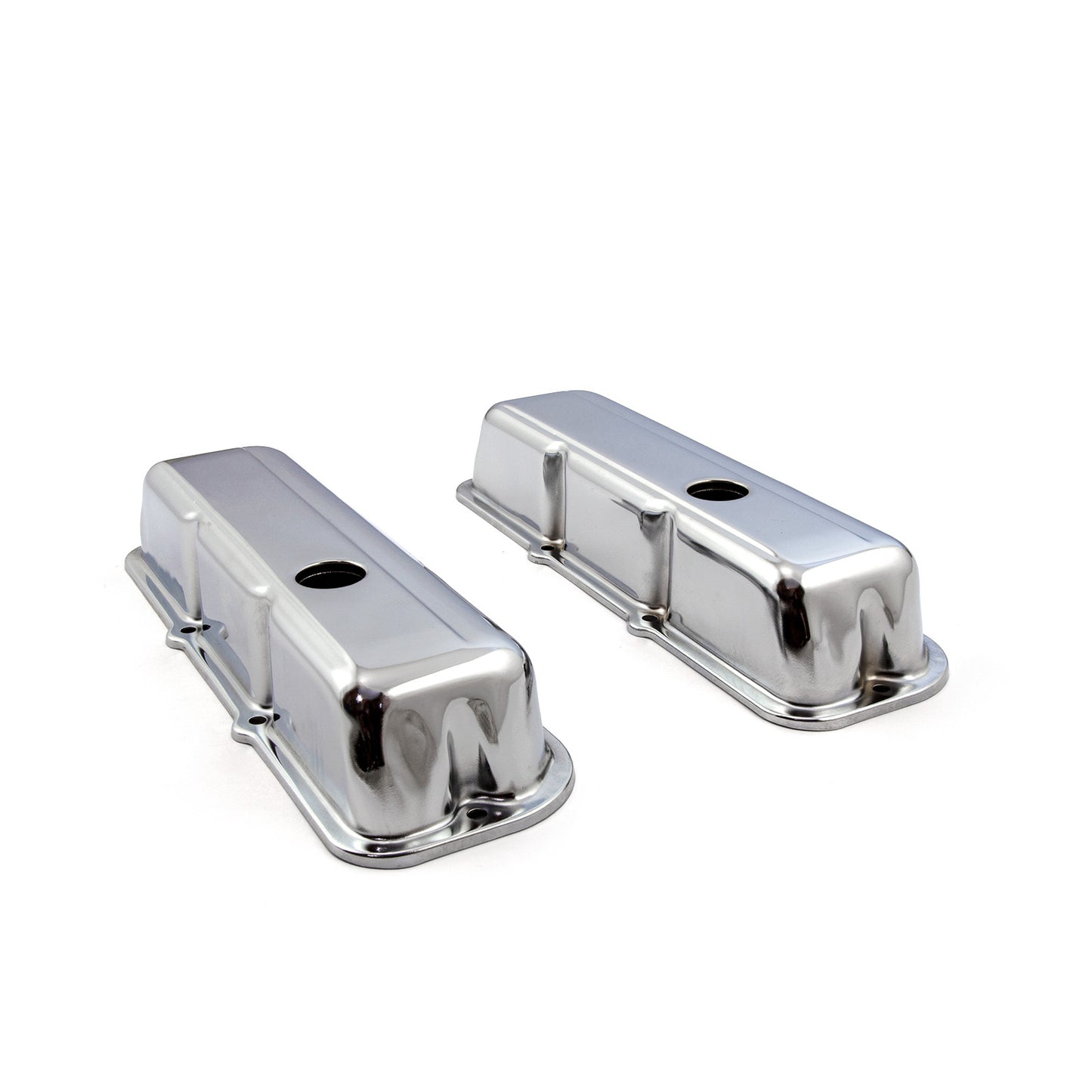 Speedmaster PCE314.1050 Fits Chevy 173 2.8L V6 Chrome Steel Valve Covers - Short W/ Hole