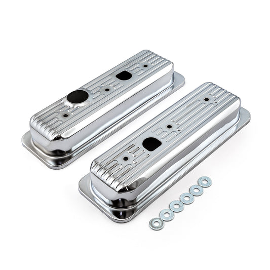 Speedmaster PCE314.1053 Fits Chevy 262 4.3L V6 Center Bolt Chrome Steel Valve Cover - Short W/ Truck Cap Hole
