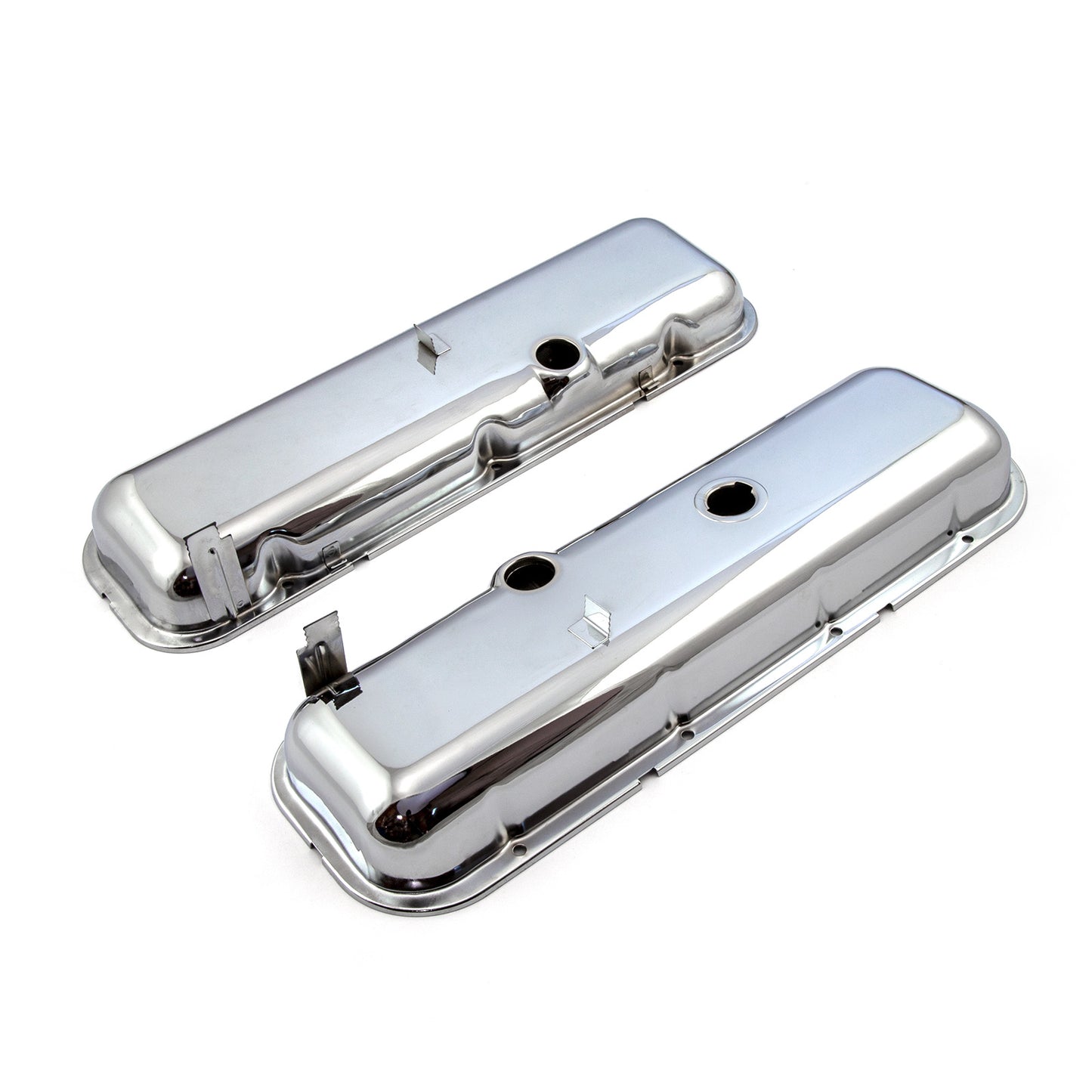Speedmaster PCE314.1055 Fits Chevy BBC 454 STD Style Chrome Valve Covers - Short W/ Baffled Hole