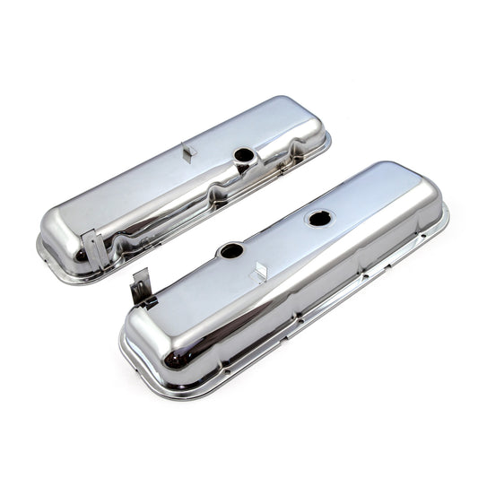 Speedmaster PCE314.1055 Fits Chevy BBC 454 STD Style Chrome Valve Covers - Short W/ Baffled Hole
