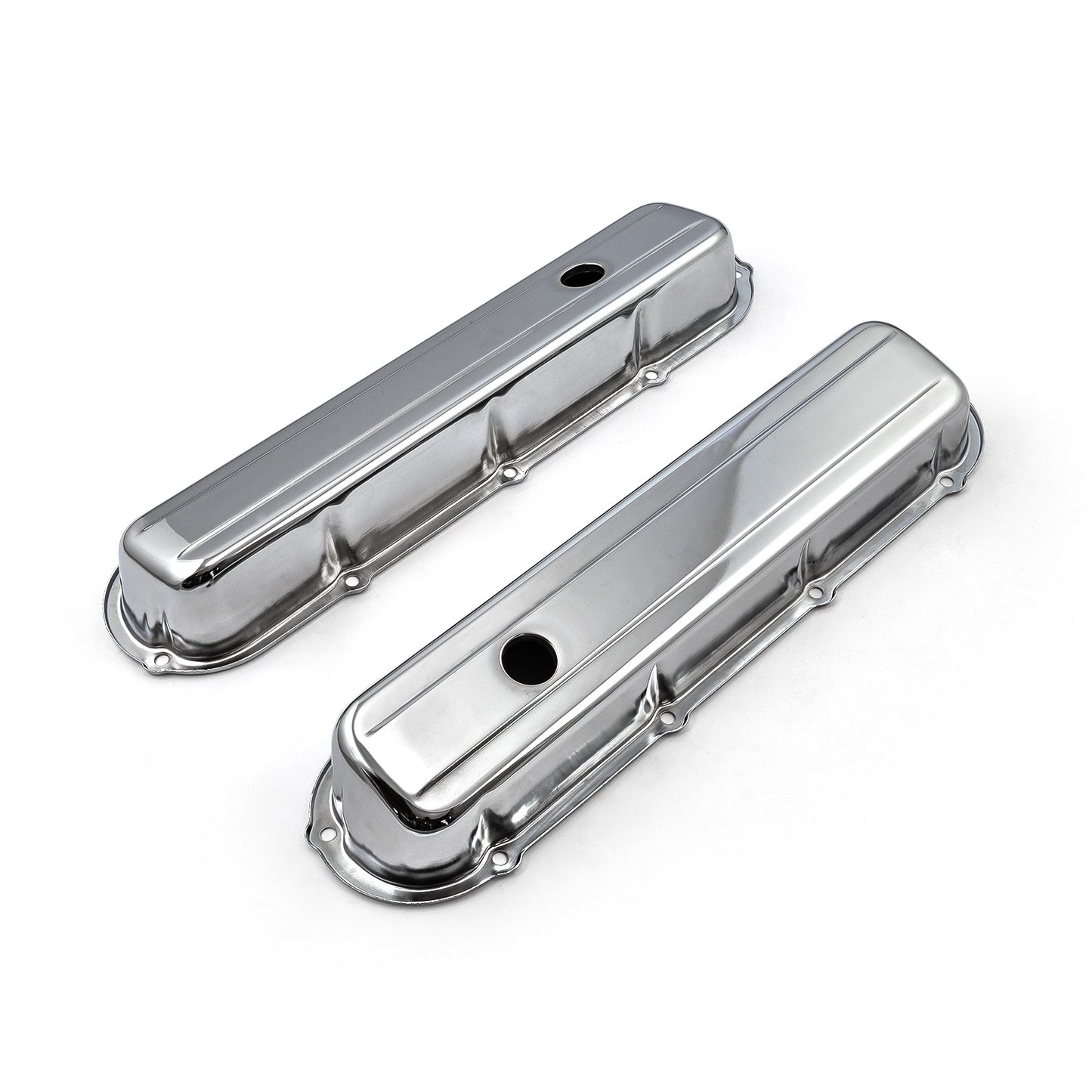 Speedmaster PCE314.1059 Cadillac 368 425 500 1968-84 Chrome Steel Valve Covers - Short W/ Hole