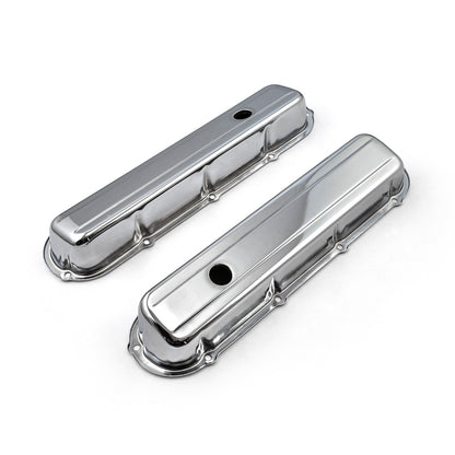 Speedmaster PCE314.1059 Cadillac 368 425 500 1968-84 Chrome Steel Valve Covers - Short W/ Hole