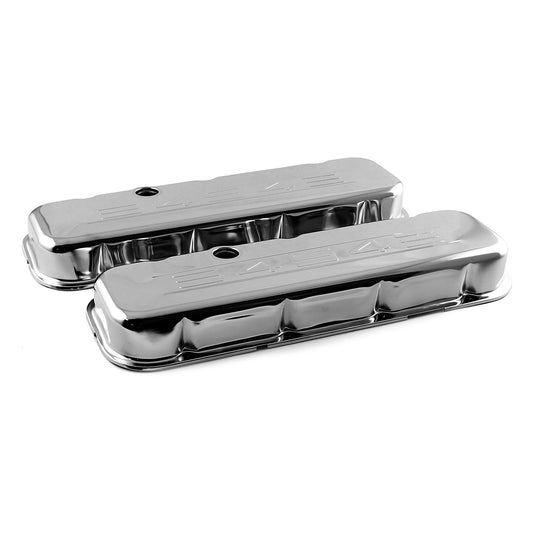 Speedmaster PCE314.1041.02 Fits Chevy BBC 454 Chrome "454 Stamped" Steel Valve Covers - Short W/ Baffled Hole
