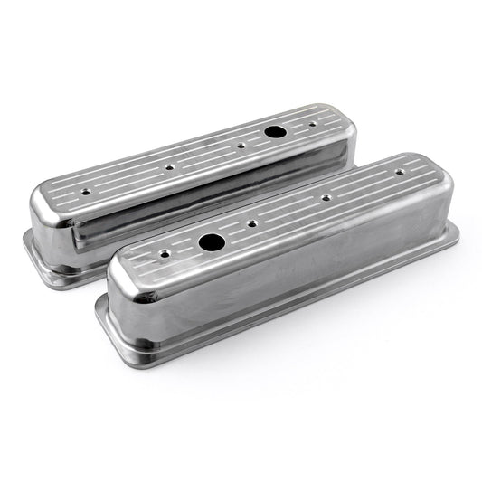 Speedmaster PCE314.1075.03 Fits Chevy SBC 350 Center Bolt Polished Aluminum Ball Milled Valve Covers Tall W/Hole