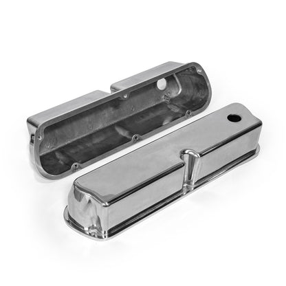 Speedmaster PCE314.1083.01 Fits Ford SB 289 302 351 Windsor Polished Aluminum Plain Valve Covers - Tall W/ Hole