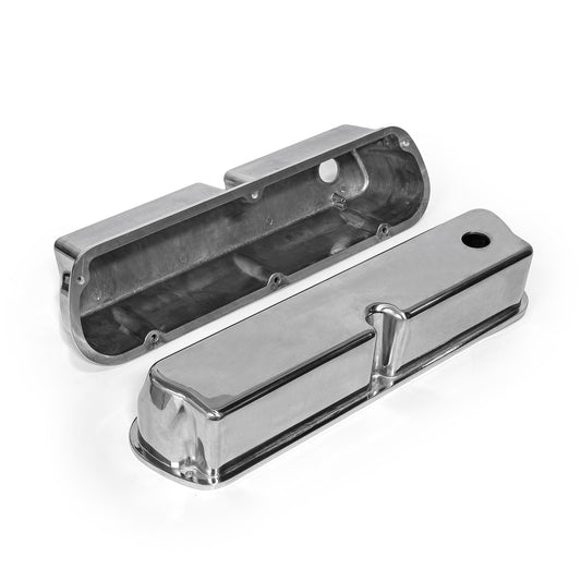 Speedmaster PCE314.1083.01 Fits Ford SB 289 302 351 Windsor Polished Aluminum Plain Valve Covers - Tall W/ Hole