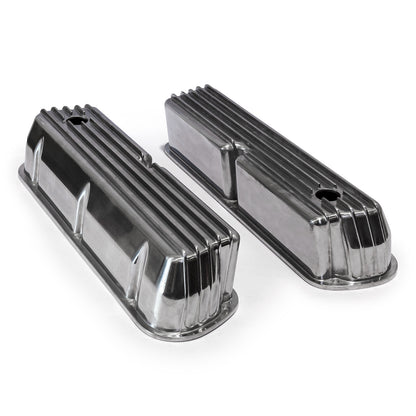 Speedmaster PCE314.1083.08 Fits Ford SB 289 302 351 Windsor Nostalgic Finned Aluminum Valve Covers Tall W/Hole