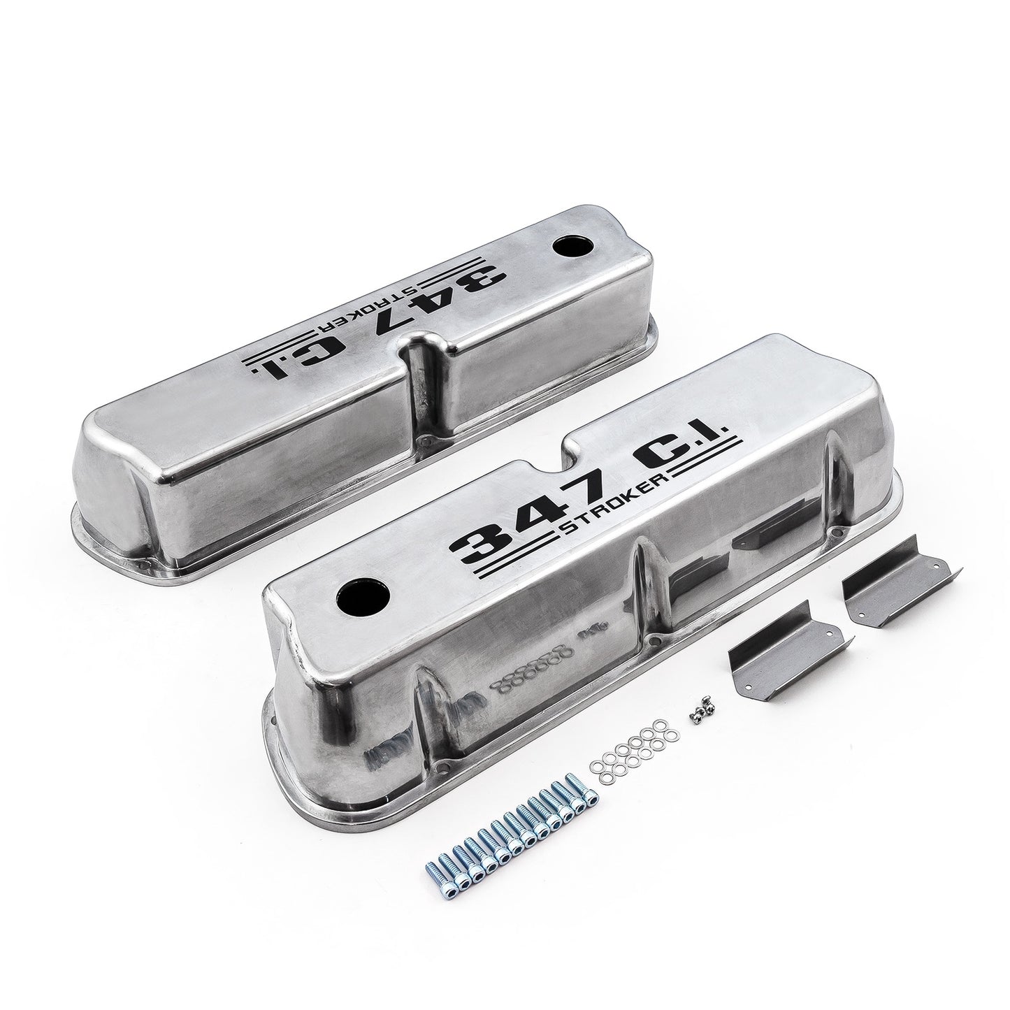 Speedmaster PCE314.1083.14 Fits Ford SB 289 302 351w Polished Aluminum 347 Stroker Black Letter Valve Covers