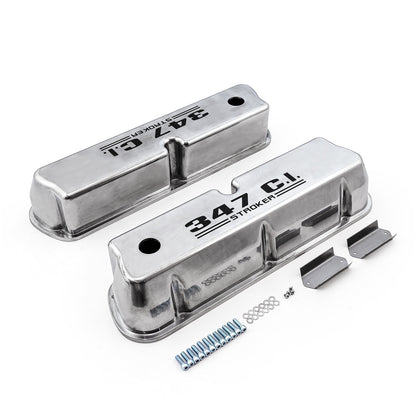 Speedmaster PCE314.1083.14 Fits Ford SB 289 302 351w Polished Aluminum 347 Stroker Black Letter Valve Covers