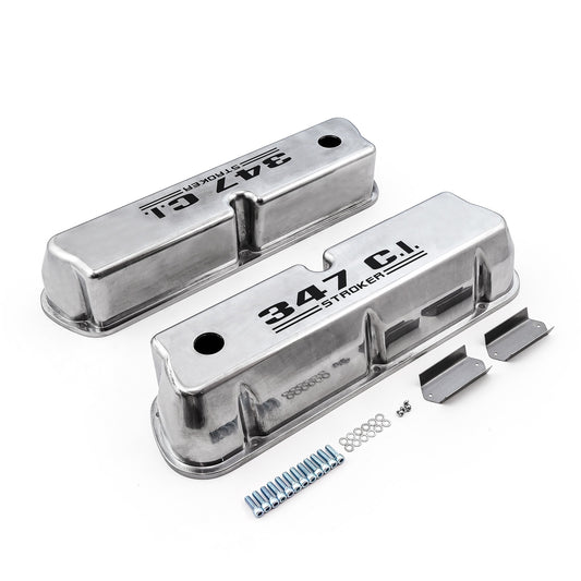 Speedmaster PCE314.1083.14 Fits Ford SB 289 302 351w Polished Aluminum 347 Stroker Black Letter Valve Covers