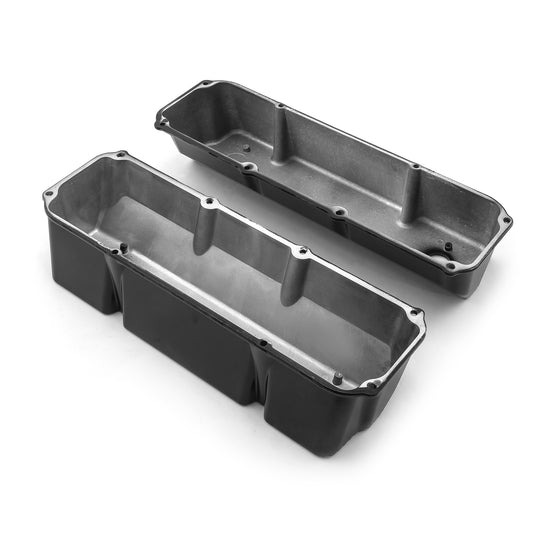 Speedmaster PCE314.1088.05 Fits Ford 302 351C Cleveland Black Finned Aluminum Valve Covers - Tall W/ Hole