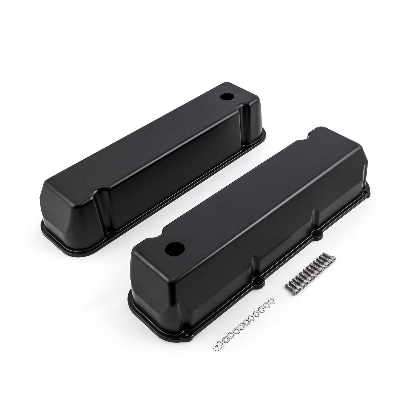Speedmaster PCE314.1091.03 Fits Ford 429 460 Black Aluminum Plain Valve Covers - Tall W/ Hole