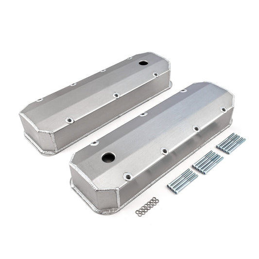 Speedmaster PCE314.1108.01 Fits Chevy BBC 454 Long Bolt Fabricated Valve Covers Satin Tall W/ Hole