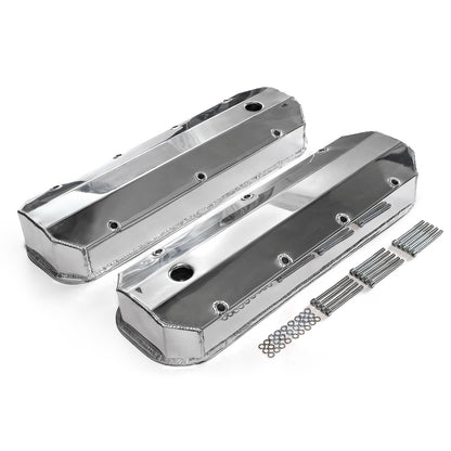 Speedmaster PCE314.1108.02 Fits Chevy BBC 454 Long Bolt Fabricated Valve Covers Polished Tall W/ Hole