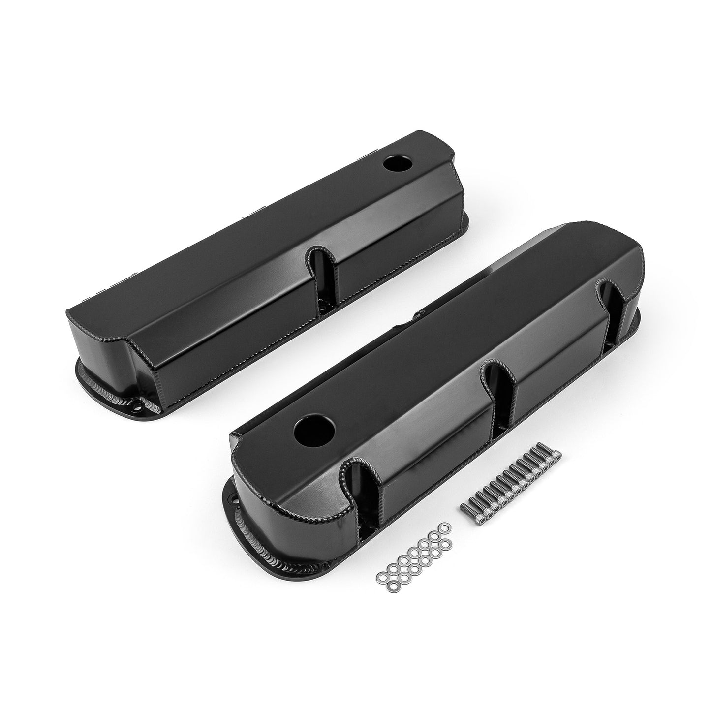 Speedmaster PCE314.1113.03 Fits Ford SB 289 302 351 Windsor Fabricated Valve Covers Black Tall W/ Hole