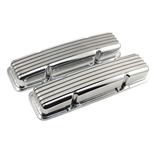Speedmaster PCE314.1164 Fits Chevy SBC 350 Nostalgic Finned Aluminum Valve Covers - Short W/o Hole