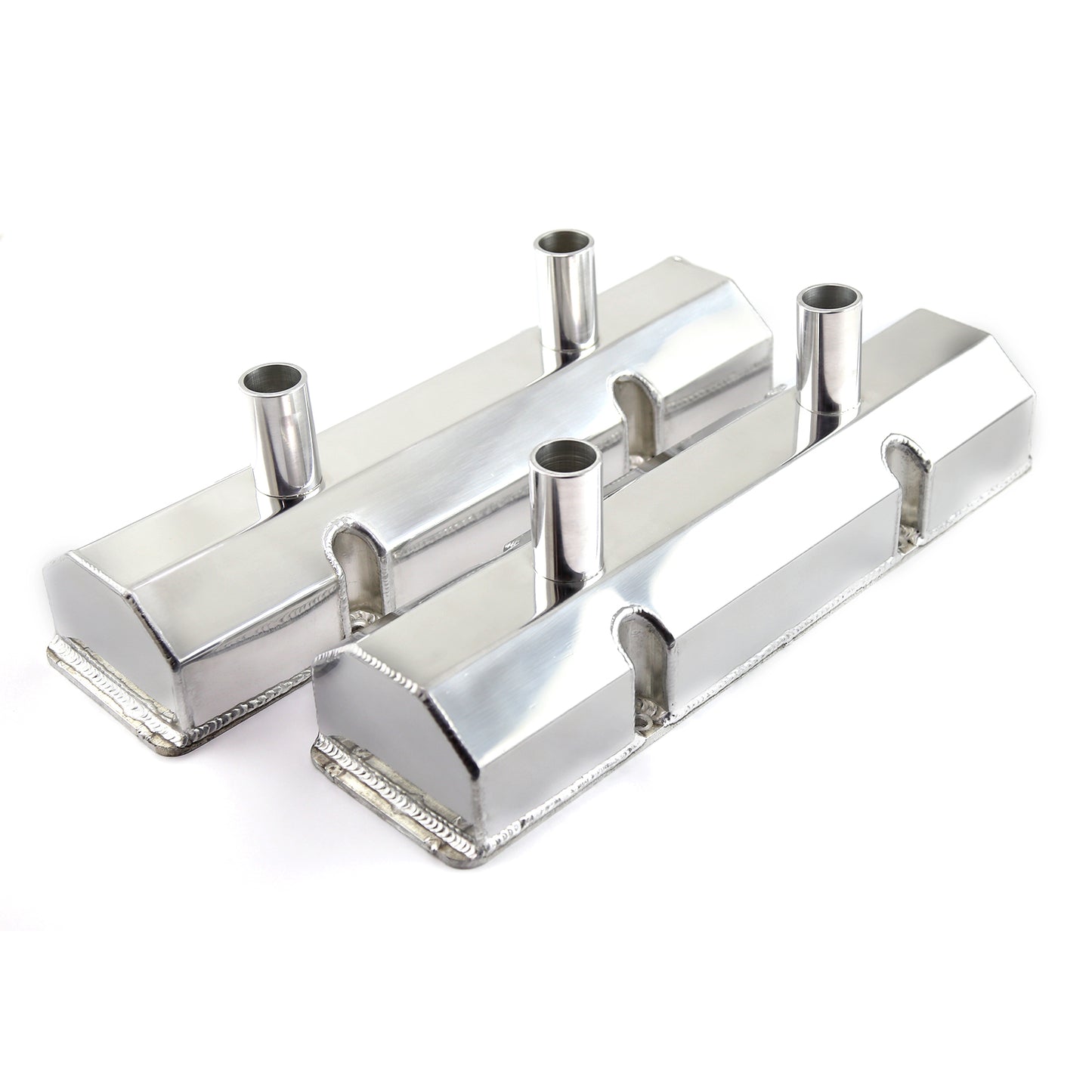 Speedmaster PCE314.1207 Fits Chevy SBC 350 Fabricated Polished Drag Off Road Valve Covers - Tall W/ Tubes On