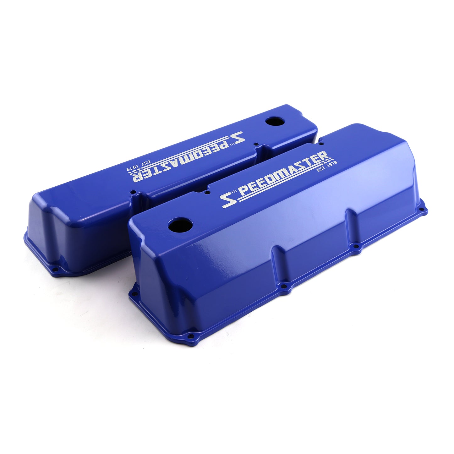 Speedmaster PCE314.1088.10 Fits Ford 302 351C Cleveland Blue Aluminum Valve Covers - Tall W/ Hole