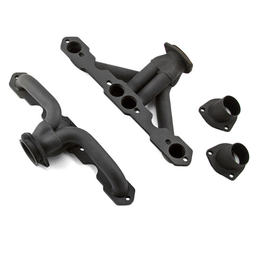 Speedmaster PCE316.1028 Fits Chevy SBC 350 1955-57 Tri-5 Shorty Black Headers Straight Plug Heads