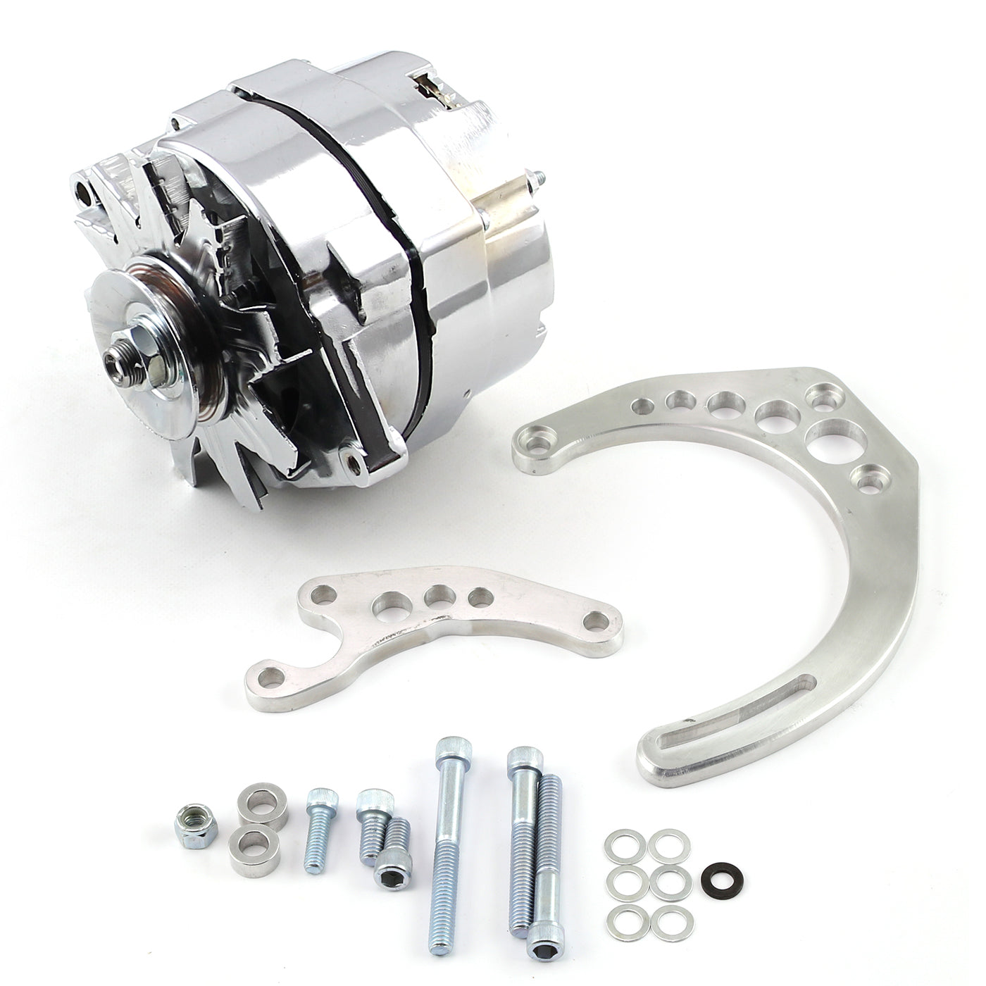 Speedmaster PCE360.1111 Fits Chevy SBC Camel Hump Fuelie 100 Amp 1 Wire Alternator & LWP Billet Bracket Kit