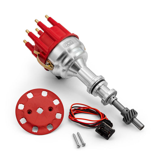Speedmaster PCE376.1225.01 Fits Ford 351W Windsor 8020 Series Pro Billet Ready To Run Distributor [Red]