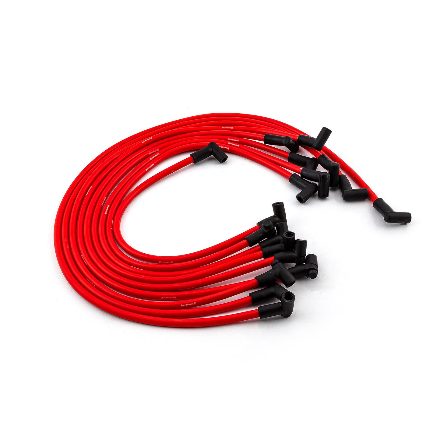 Speedmaster PCE390.1010 Universal 90 Deg To 90 Deg Under Covers Male Red Spark Plug Wires Suits Fits Chevy