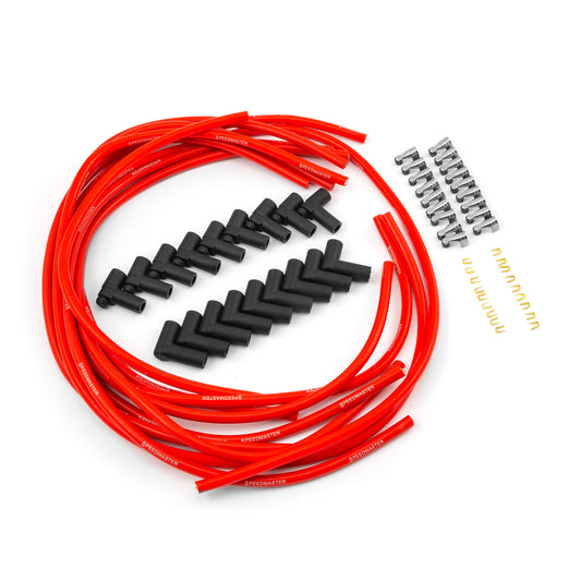 Speedmaster PCE390.1013 90 Deg To 90 Deg Non Terminated Under Covers Male Red Spark Plug Wires - Fits Chevy