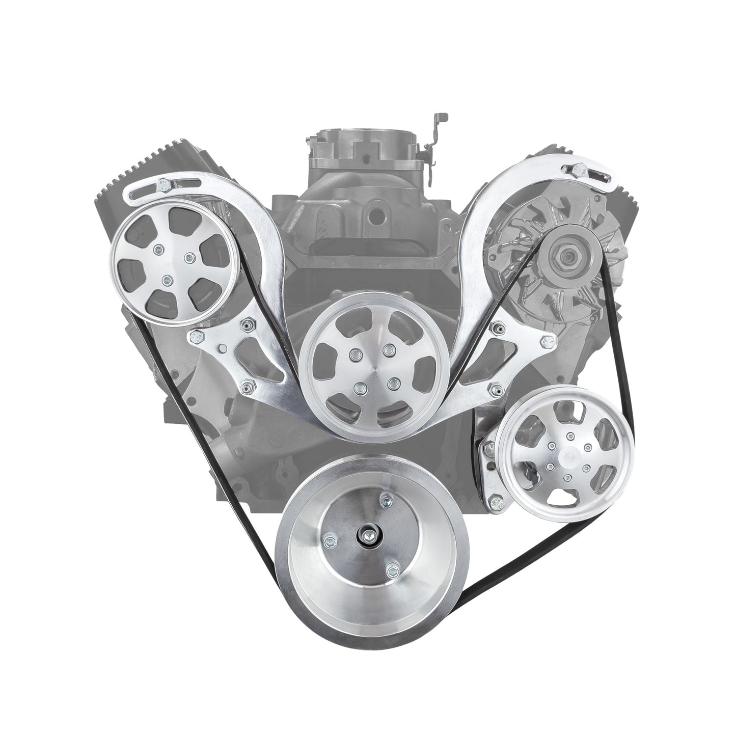 Speedmaster PCE415.1020.01 Fits Chevy BBC 454 Polished Aluminum Short Water Pump Serpentine Engine Pulley Set
