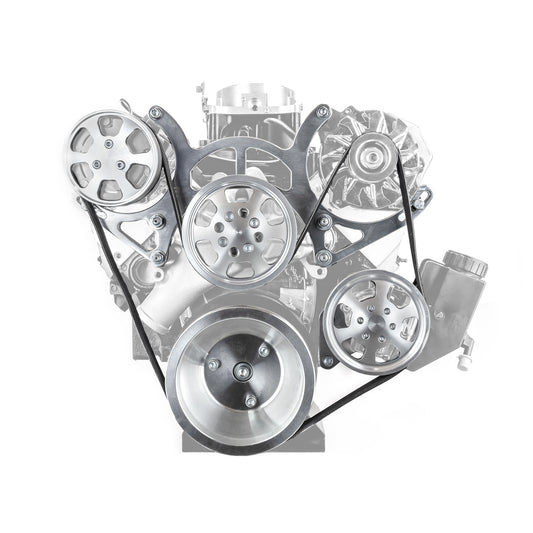 Speedmaster PCE415.1021.01 Fits Chevy SBC 350 Billet Aluminum Complete Serpentine Engine Pulley Set