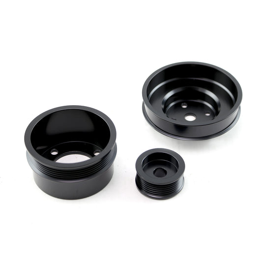Speedmaster PCE415.1022 1979-1993 Fits Ford 5.0L Steel Serpentine 20% Underdrive Pulley Set Black