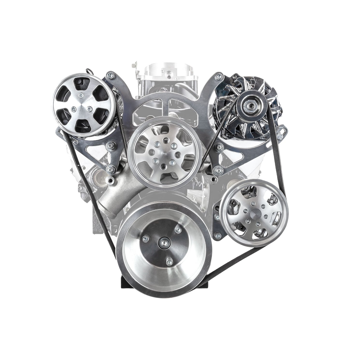 Speedmaster PCE415.1028 Fits Chevy SBC 350 Aluminum Serpentine Complete Engine Pulley & Components Kit