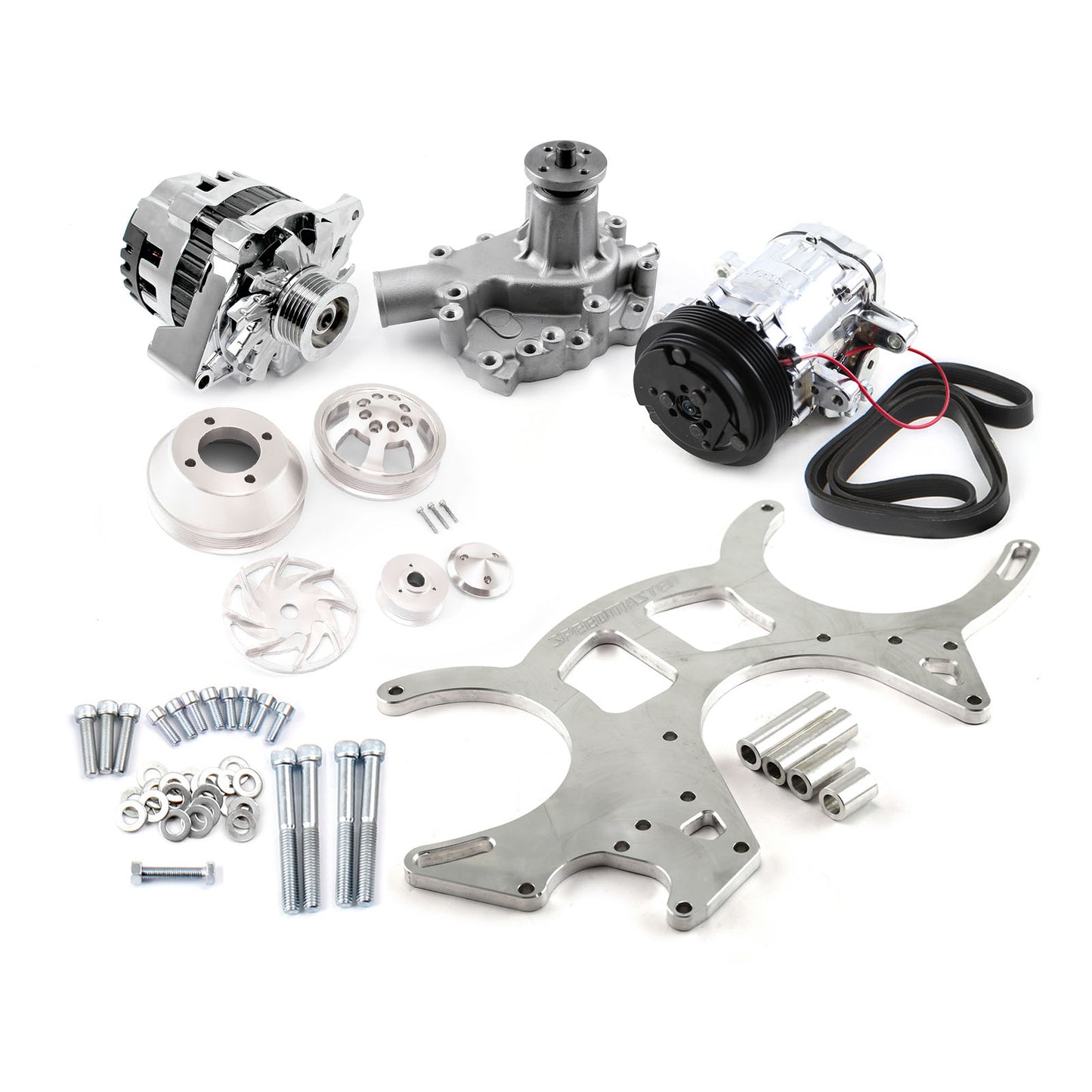 Speedmaster PCE415.1033 Fits Ford 351C Cleveland Billet Aluminum Serpentine Pulley & Components Kit