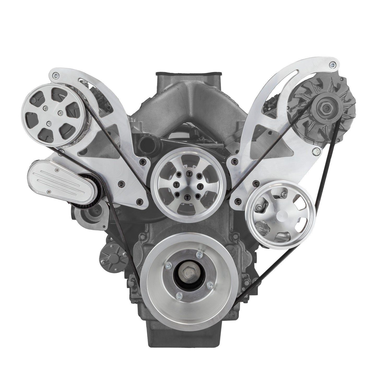 Speedmaster PCE415.1050 Fits Chevy GM LS1 LS2 LS3 LS6 Billet Aluminum High Mount Serpentine Pulley Set