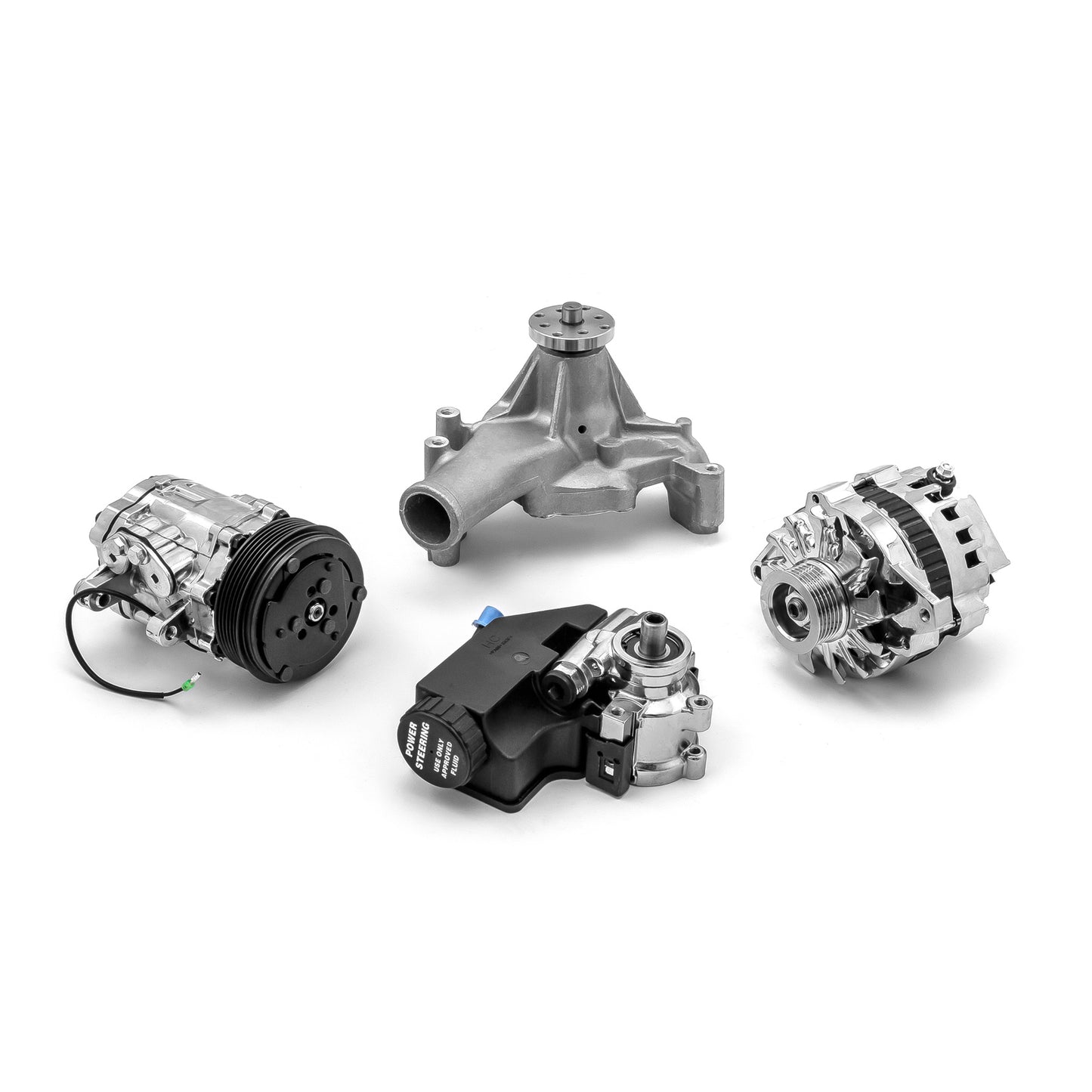 Speedmaster PCE415.1051 Fits Chevy SBC 350 Aluminum Serpentine Complete Engine Pulley & Components Kit