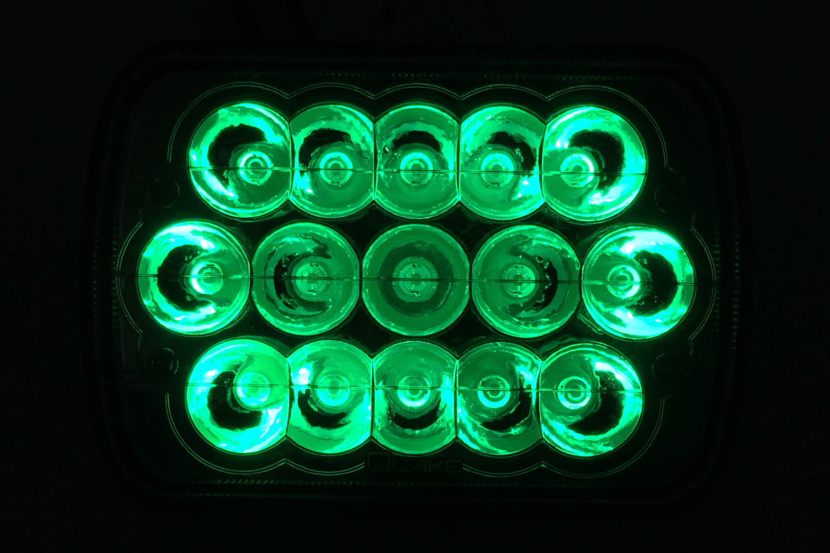 Quake LED - QTE751 - 5x7 Inch Headlight 39 Watt High/Low RGB Accent Fits Jeep YJ/XJ Quad-Lock/Interlock Tempest Series