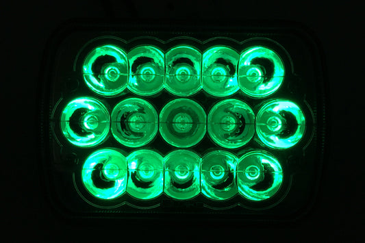 Quake LED - QTE751 - 5x7 Inch Headlight 39 Watt High/Low RGB Accent Fits Jeep YJ/XJ Quad-Lock/Interlock Tempest Series