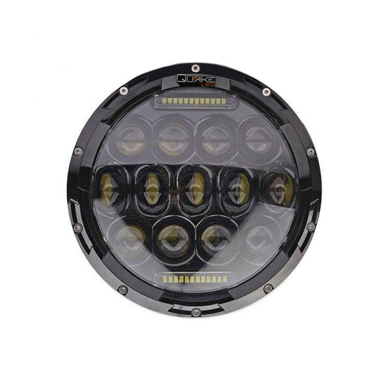Quake LED - QTE769 - 7 Inch Headlight Jeep JK/CJ/TJ 75 Watt High/Low RGB Accent Quad-Lock/Interlock Black Reflector Tempest Series For 1975-1983 Jeep CJ5