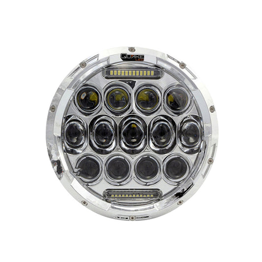 Quake LED - QTE770 - 7 Inch Headlight Jeep JK/CJ/TJ 75 Watt High/Low RGB Accent Quad-Lock/Interlock Chrome Reflector Tempest Series For 1975-1983 Jeep CJ5