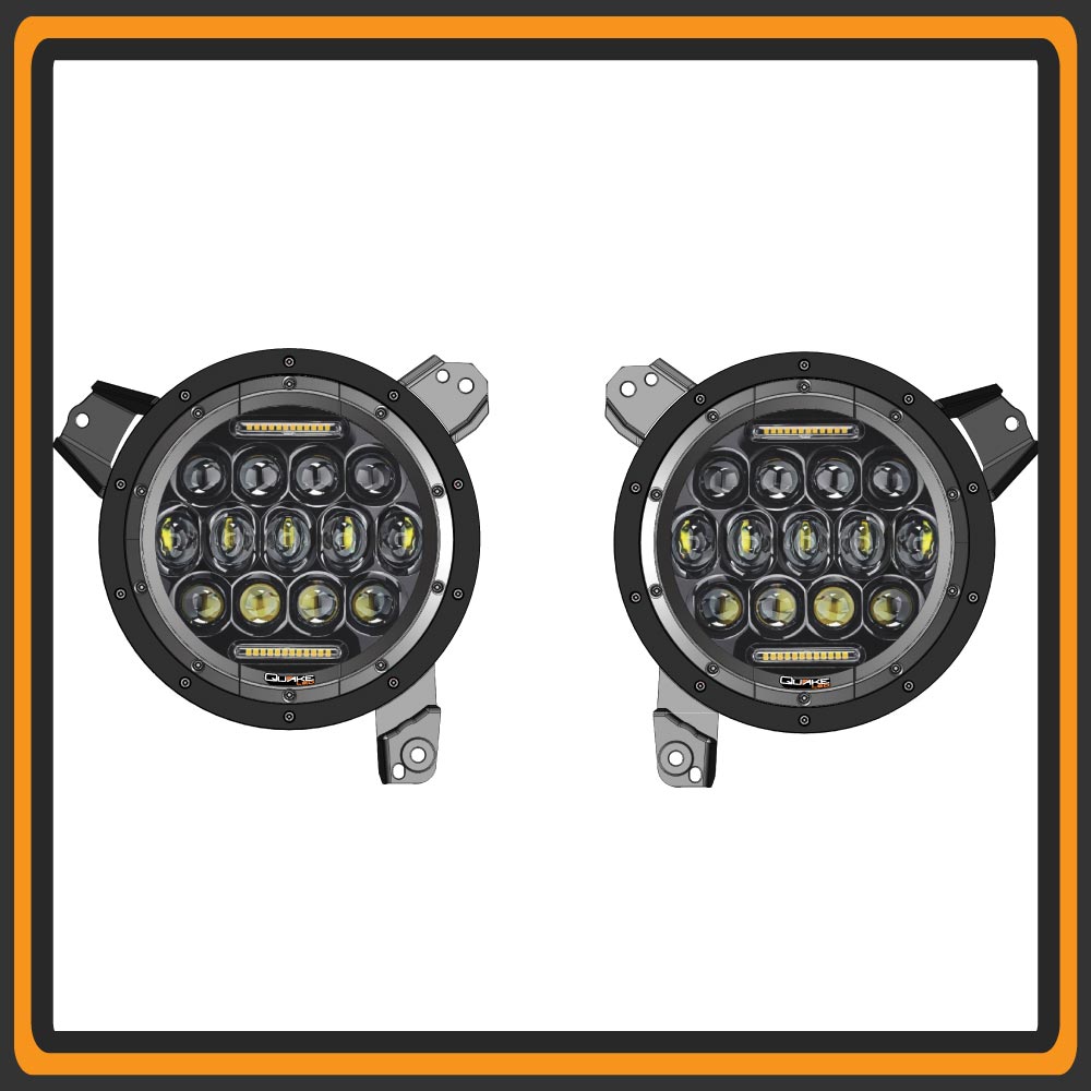 Quake LED - QTE903 - Jeep Wrangler JL/Gladiator 9 Inch RGB Headlights - Quad Lock/Interlock Compatible For 2018-2020 Jeep Wrangler